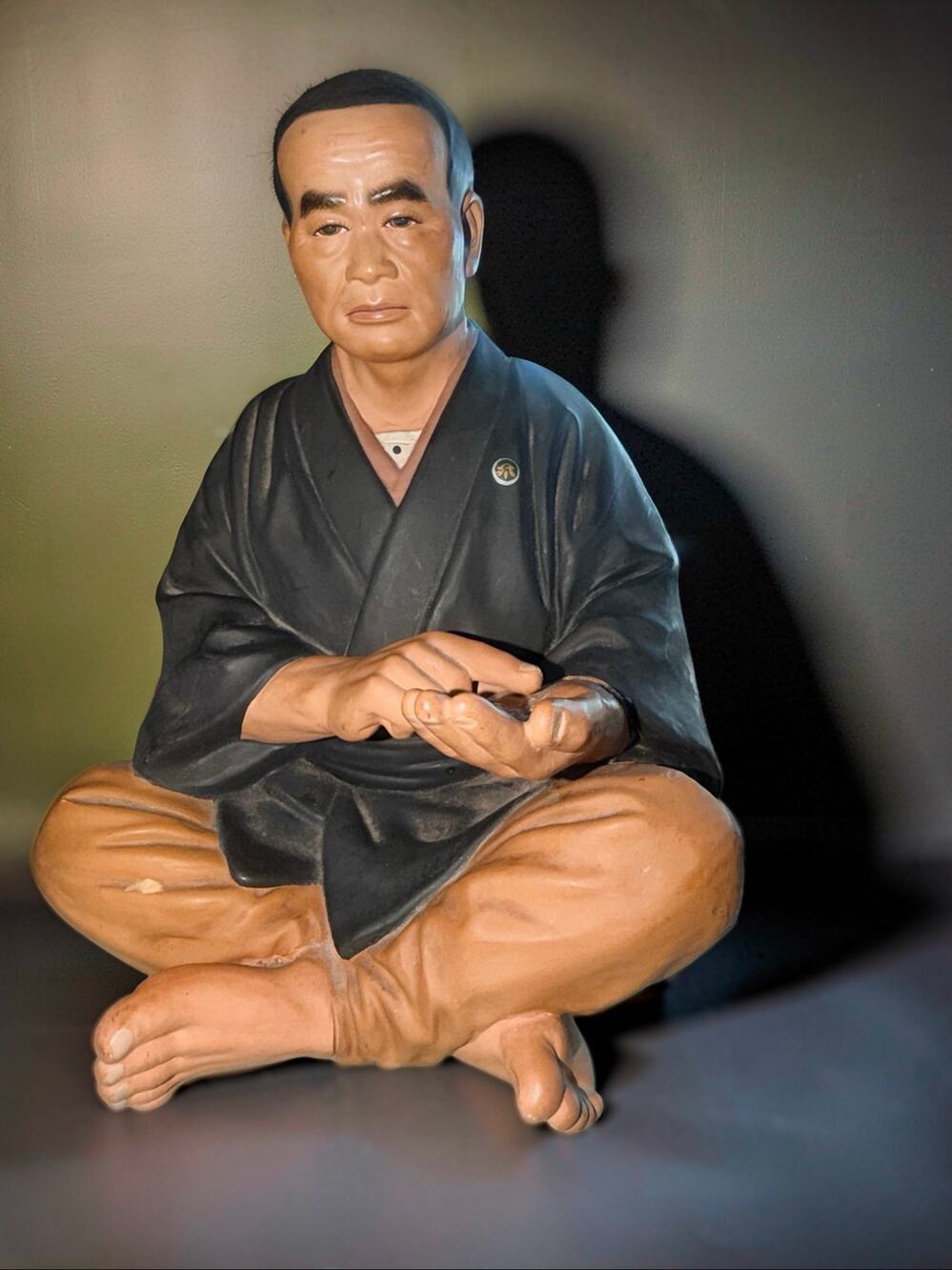 Vintage Hakata Urasaki Rice Man Clay Figurine U-107 Mid Century Japanese Statue